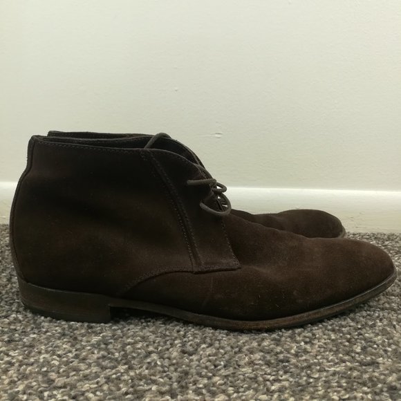 Ermenegildo Zegna Boots Suede Leather Chukka Lace Up Brown Mens US 9.5 D